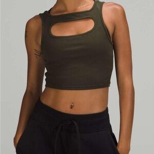 Lululemon olive green keyhole crop top